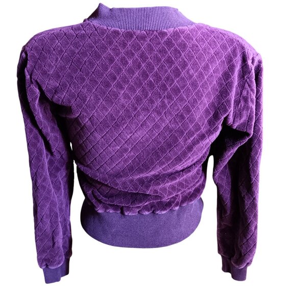 Vintage Small Women's Pullover Sweater Purple Diamond Quilted Knit Greece 70s - Picture 5 of 6